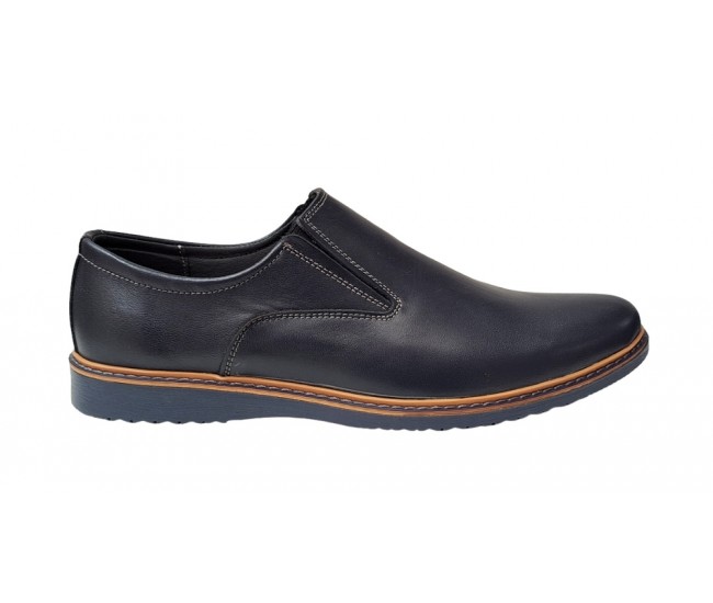 Pantofi barbati model sport casual din piele naturala bleumarin 330EBLM