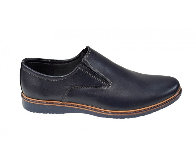 Pantofi barbati model sport casual din piele naturala bleumarin 330EBLM