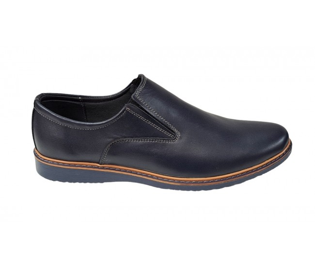 Pantofi barbati casual, din piele naturala bleumarin, CIUCALETI SHOES, 330EBLM