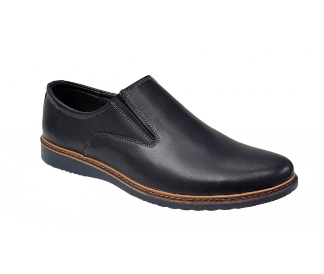 Pantofi barbati model sport casual din piele naturala bleumarin 330EBLM