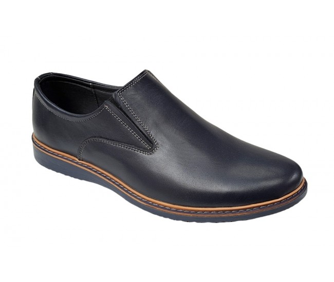 Pantofi barbati model sport casual din piele naturala bleumarin 330EBLM