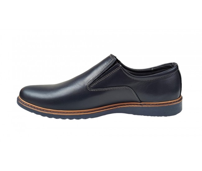 Pantofi barbati model sport casual din piele naturala bleumarin 330EBLM