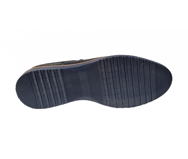 Pantofi barbati model sport casual din piele naturala bleumarin 330EBLM