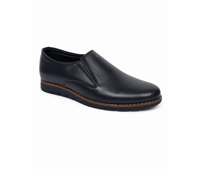 Pantofi barbati bleumarin din piele naturala tip slip-on cu talpa confort 330EBLUE