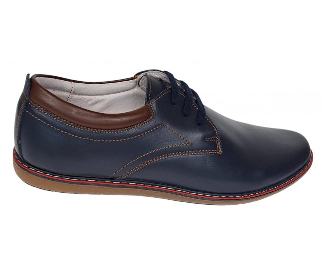 Oferta Pantofi barbati din piele naturala bleumarin 338BLM