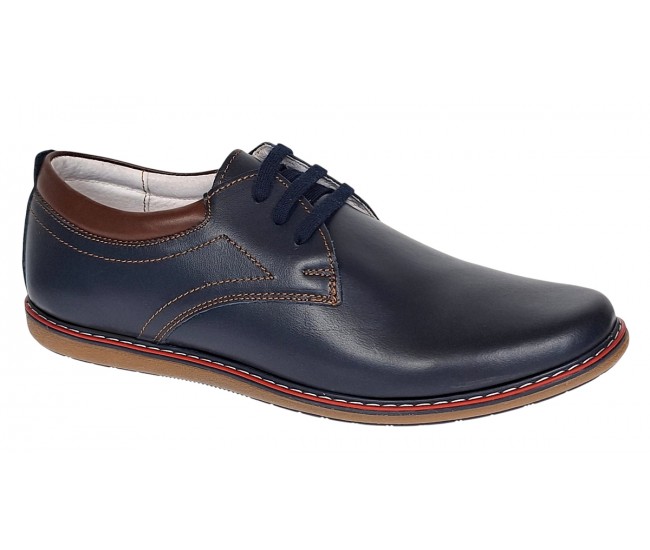 Oferta Pantofi barbati din piele naturala bleumarin 338BLM