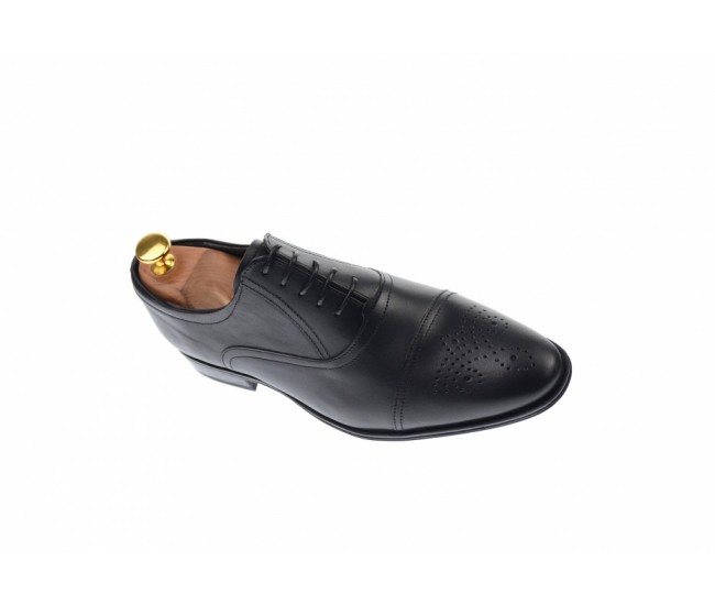 Pantofi barbati eleganti, cu siret, din piele naturala neagra - 356NEGRU