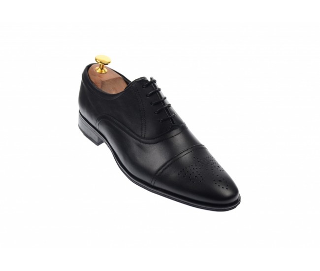 Pantofi barbati eleganti, cu siret, din piele naturala neagra - 356NEGRU