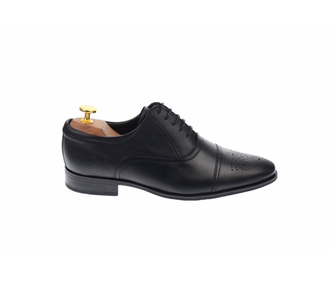 Pantofi barbati eleganti, cu siret, din piele naturala neagra - 356NEGRU