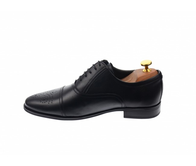 Pantofi barbati eleganti, cu siret, din piele naturala neagra - 356NEGRU