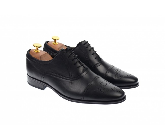 Pantofi barbati eleganti, cu siret, din piele naturala neagra - 356NEGRU