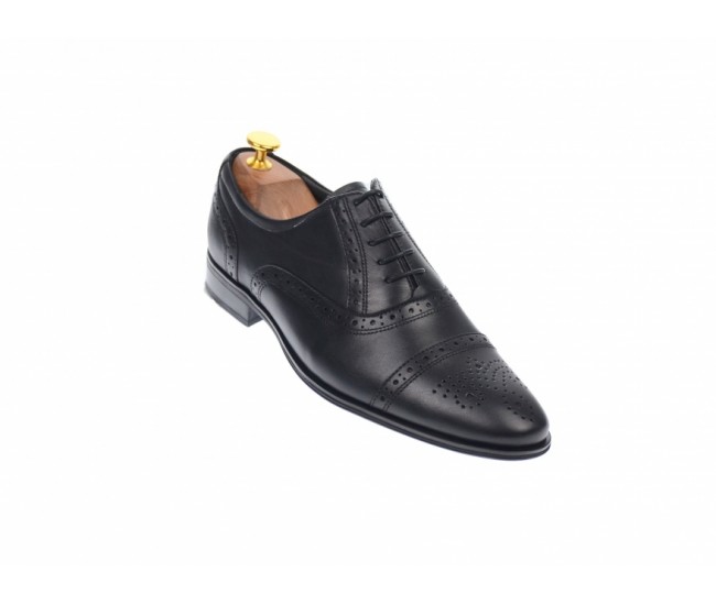 Pantofi barbati eleganti, cu siret, din piele naturala neagra - 359NEGRU