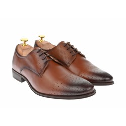 Pantofi barbati eleganti din piele naturala maro cu perforatii 361MBOX