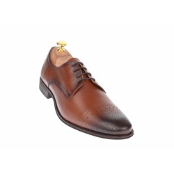 Pantofi barbati eleganti din piele naturala maro cu perforatii 361MBOX