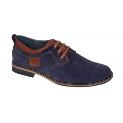 Oferta marimea 40 Pantofi barbati casual din piele naturala bleumarin 410BLEU