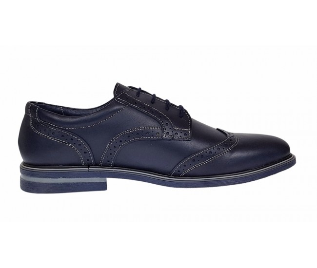 Marimea 41 Pantofi barbati casual din piele naturala bleumarin 411BLMBOX