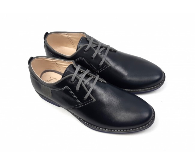 Pantofi barbati, casual din piele naturala bleumarin inchis - 501BOXGBL