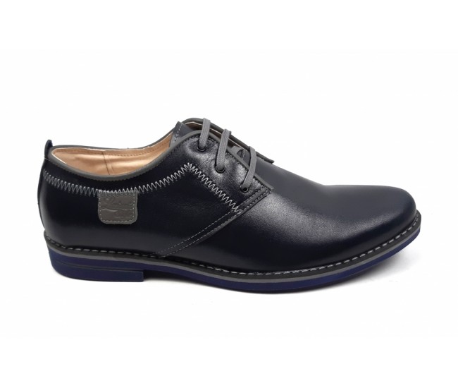 Pantofi barbati, casual din piele naturala bleumarin inchis - 501BOXGBL