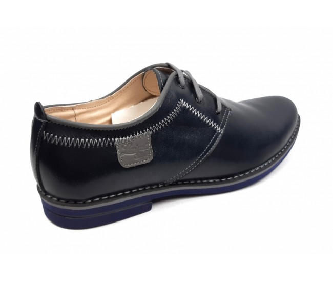 Pantofi barbati, casual din piele naturala bleumarin inchis - 501BOXGBL