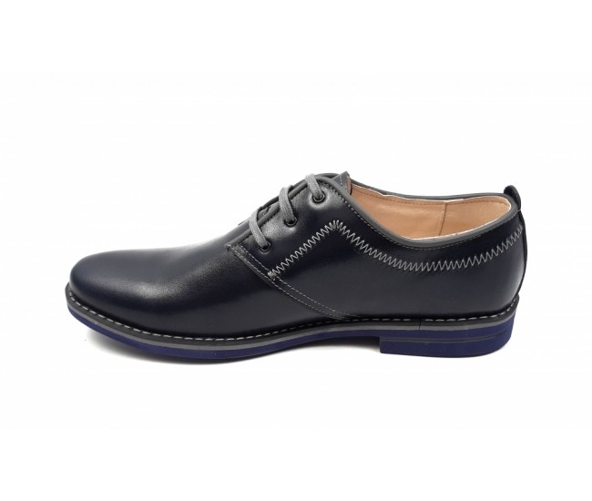 Pantofi barbati, casual din piele naturala bleumarin inchis - 501BOXGBL