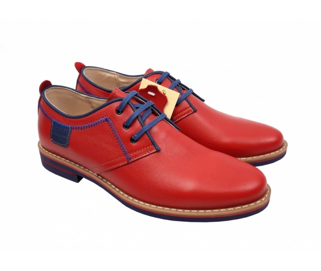 Pantofi barbati, casual din piele naturala Rosu 501RBOXBL