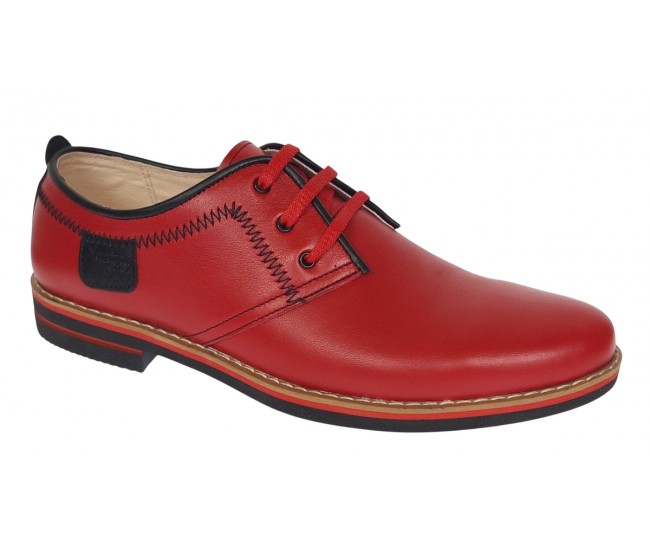 Pantofi barbati casual din piele naturala - Rosu 501RN Marimea 39