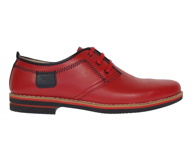 Pantofi barbati casual din piele naturala - Rosu 501RN Marimea 39