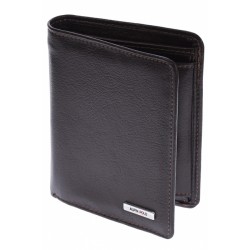 Portofel barbati din piele naturala, maro inchis, 10 x 13 cm, 503MI