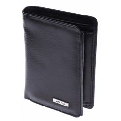 Portofel barbati din piele naturala, negru, 9 x 13 cm, 506N