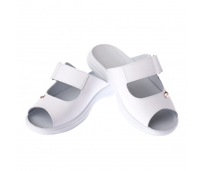 Papuci deschiși din piele “Tellus” 54-09 Alb - 40