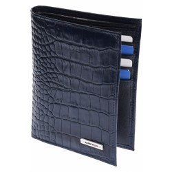 Portofel barbati din piele naturala, design crocodil, bleumarin, 10 x 13 cm, 589CROCOBLM