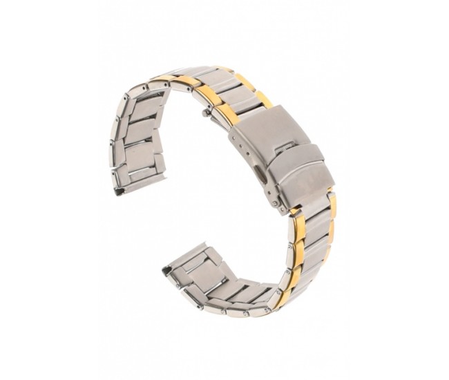 Curea de ceas din metal, 20 mm x 19 cm, argintiu/auriu