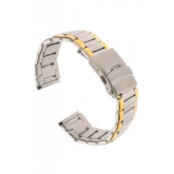 Curea de ceas din metal, 22 mm x 19 cm, argintiu/auriu