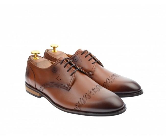 Pantofi barbati eleganti, cu siret, din piele naturala maro coniac - 700CON Pantofi barbati eleganti, cu siret, din piele naturala maro coniac - 700CON