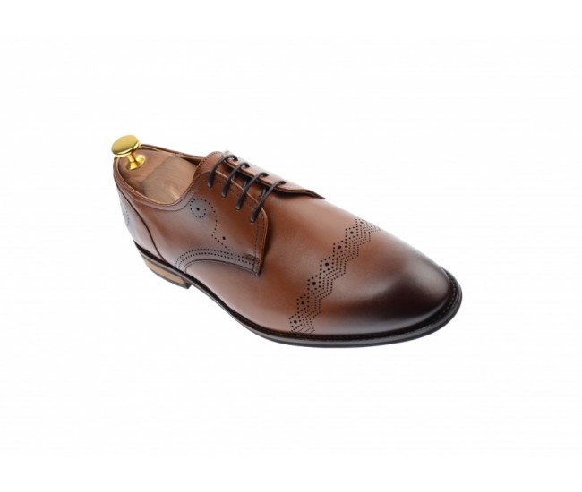 Pantofi barbati eleganti, cu siret, din piele naturala maro coniac - 700CON Pantofi barbati eleganti, cu siret, din piele naturala maro coniac - 700CON