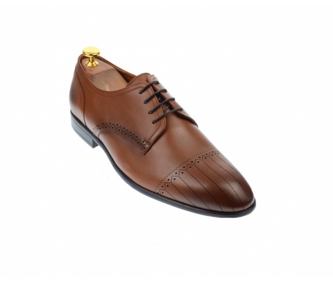 Pantofi barbati eleganti, cu siret, din piele naturala maro coniac - 702CON Pantofi barbati eleganti, cu siret, din piele naturala maro coniac - 702CON