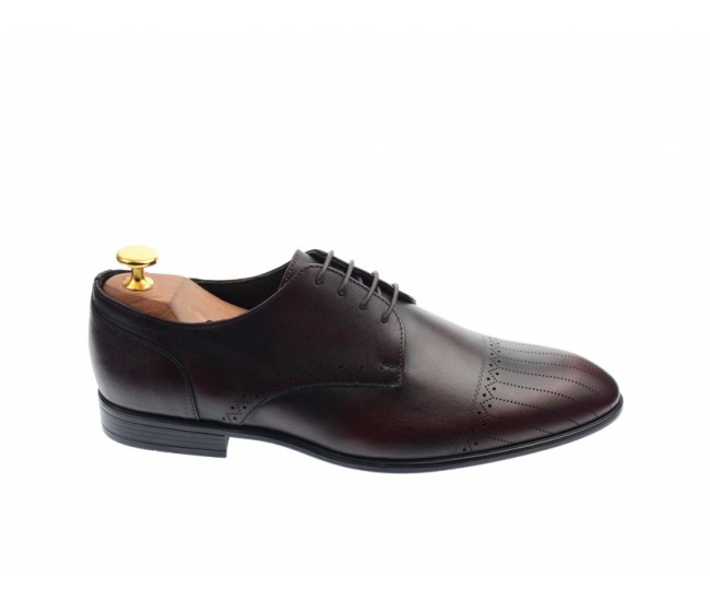 OFERTA  MARIMEA 41 - Pantofi barbati eleganti, cu siret, din piele naturala visinie - L702VISINIU