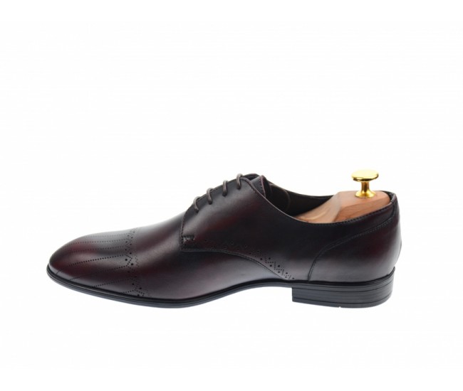 OFERTA  MARIMEA 41 - Pantofi barbati eleganti, cu siret, din piele naturala visinie - L702VISINIU