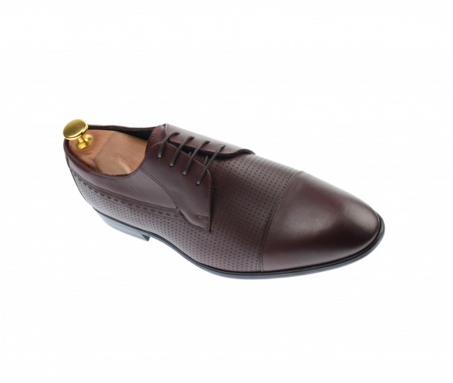 Pantofi barbati bordeaux, office, eleganti, cu siret, din piele naturala 709VIS