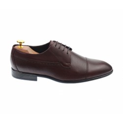 Pantofi barbati bordeaux, office, eleganti, cu siret, din piele naturala 709VIS