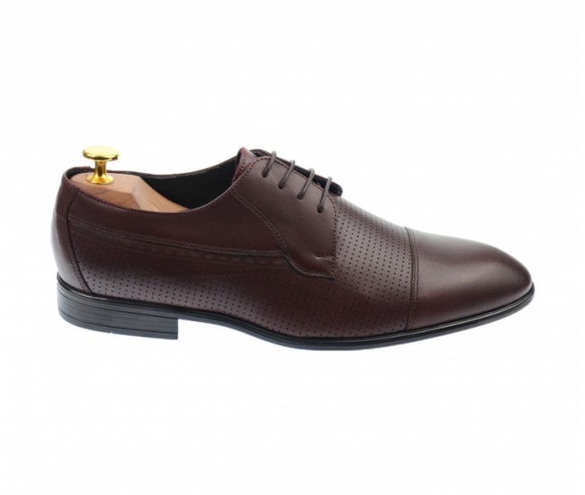 Pantofi barbati bordeaux, office, eleganti, cu siret, din piele naturala 709VIS