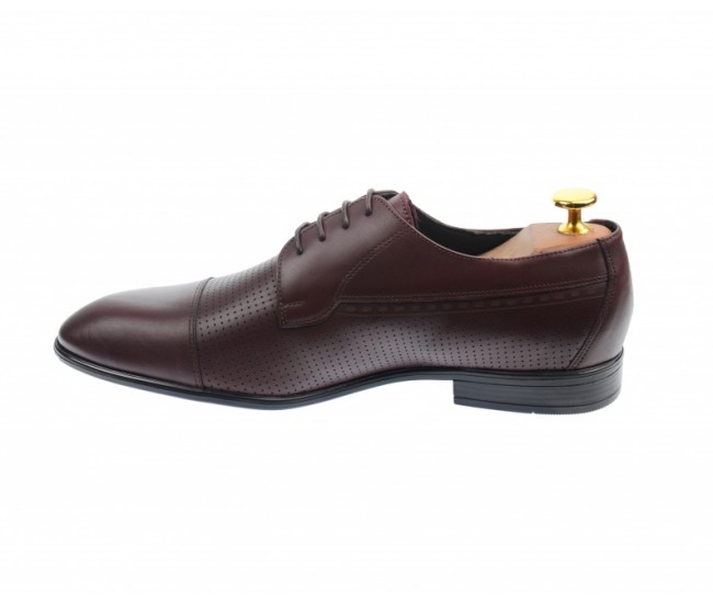 Pantofi barbati bordeaux, office, eleganti, cu siret, din piele naturala 709VIS