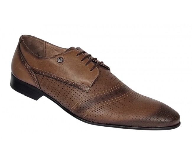 Pantofi barbati eleganti din piele naturala cu perforatii - Marimea 44 - 730NIS