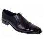Pantofi bărbați negri din piele naturala, fără șiret, cu vârf lăcuit și design elegant – 818MODN
