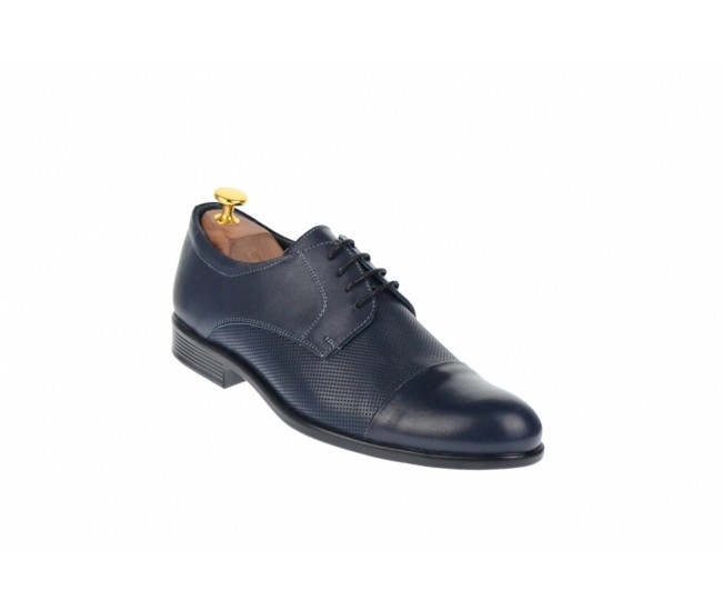Pantofi barbati, office, eleganti, din piele naturala, bleumarin - 8305BLUE