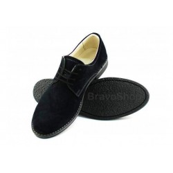 Pantofi barbati casual din piele naturala intoarsa Negru - 855NVEL