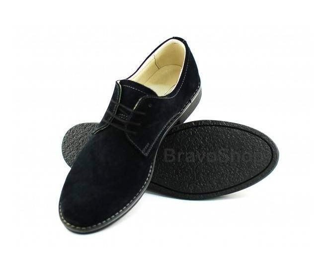 Pantofi barbati casual din piele naturala intoarsa Negru - 855NVEL
