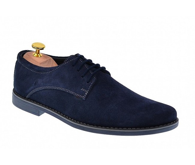 Pantofi barbati, casual ,din piele naturala intoarsa, bleumarin 855VELBLM