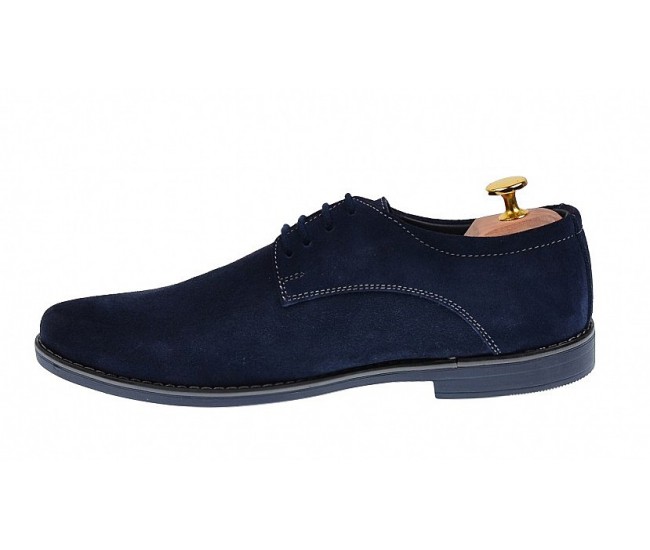 Pantofi barbati, casual ,din piele naturala intoarsa, bleumarin 855VELBLM