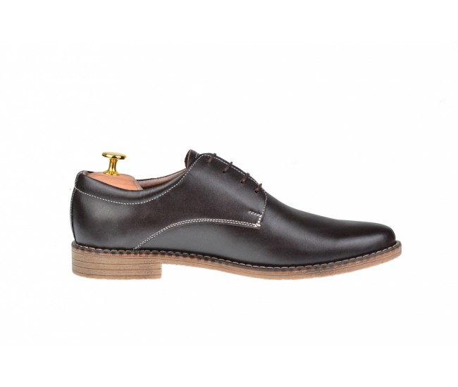 Pantofi barbati, model casual-elegant, din piele naturala maro box  - 859M